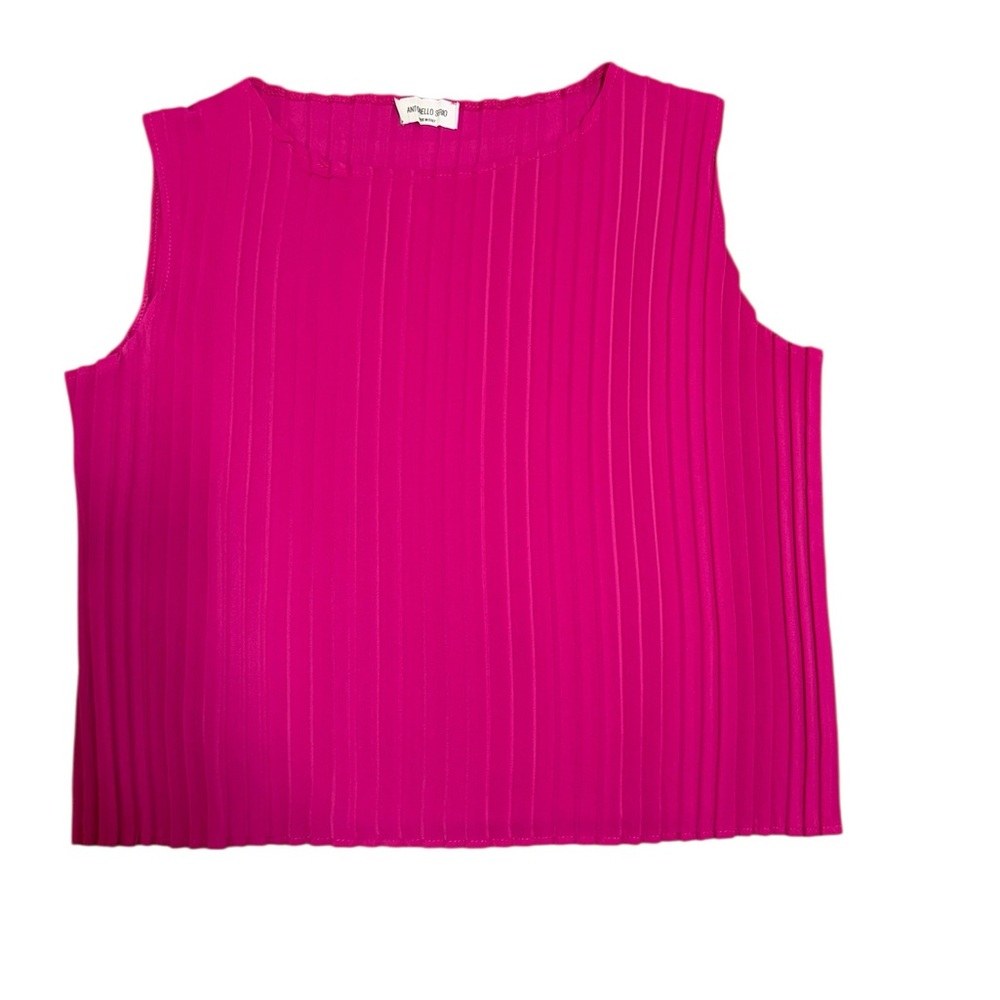 Antonello Serio Women’s pink blouse size M crinkle detail Italian brand EUC